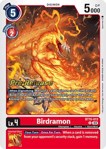 Birdramon [BT15-013] [Exceed Apocalypse Pre-Release Cards]