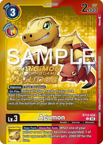Agumon [BT12-034] - BT12-034 (Judge Pack 5) [Across Time Promos]