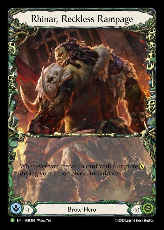 Rhinar, Reckless Rampage (Alternate Art) [HER105] (Promo) Rainbow Foil