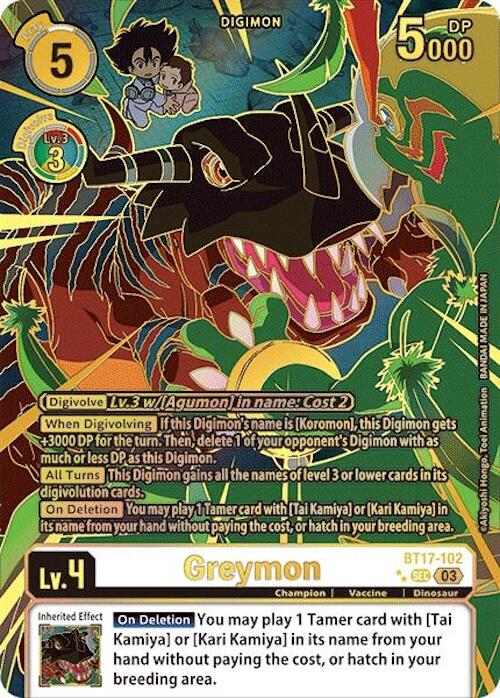digimon card game secret crisis Greymon [BT17-102] (Left) (Textured) [Secret Crisis]