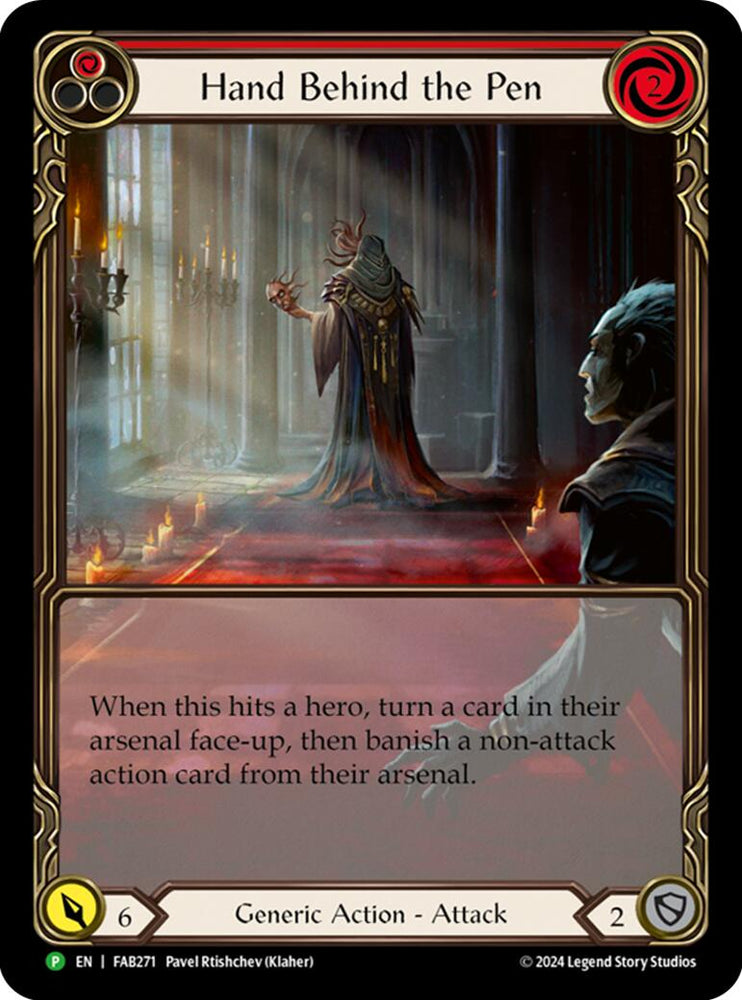 Hand Behind the Pen (Extended Art) [FAB271] (Promo) Rainbow Foil