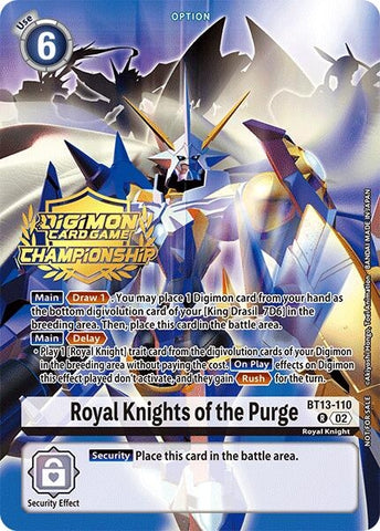 Royal Knights of the Purge (Championship 2024 Gold Stamp Card Set) (BT13-110 R) [Versus Royal Knights]