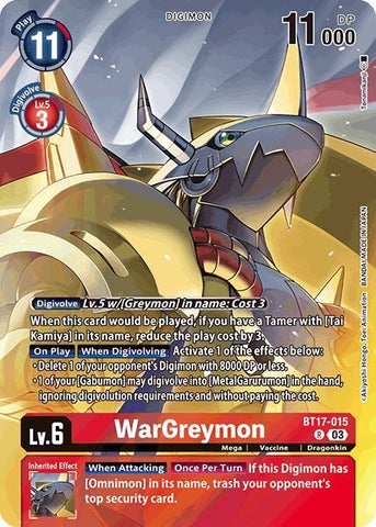 WarGreymon (Omnimon Binder Set) (BT17-015 R) (Secret Crisis)