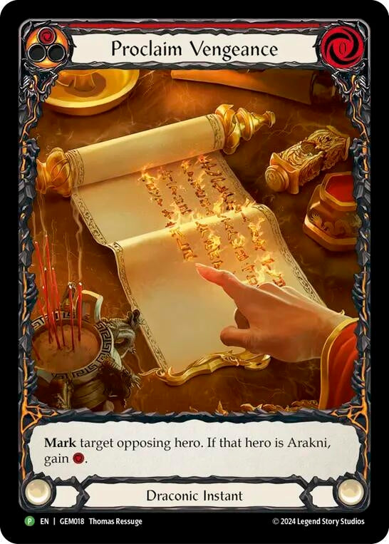 Image for Proclaim Vengeance - GEM018 (GEM018) (GEM Pack 1) - Flesh and Blood TCG
