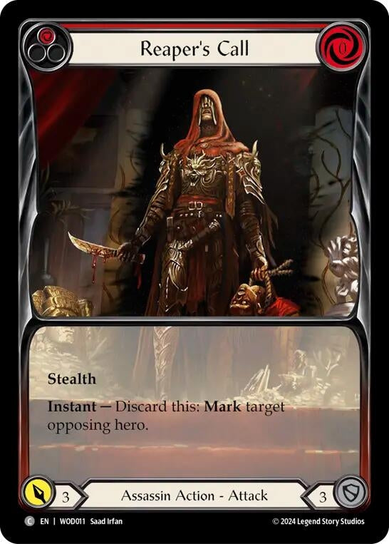 Image for Reaper's Call (Red) (Extended Art) (WOD011) (Blitz Deck: The Hunted - Arakni, Web of Deceit) - Flesh and Blood TCG