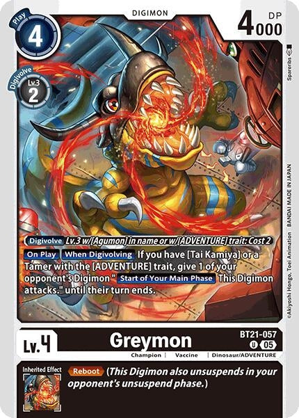 Image for Greymon (BT21-057 U) (World Convergence) - Digimon Card Game