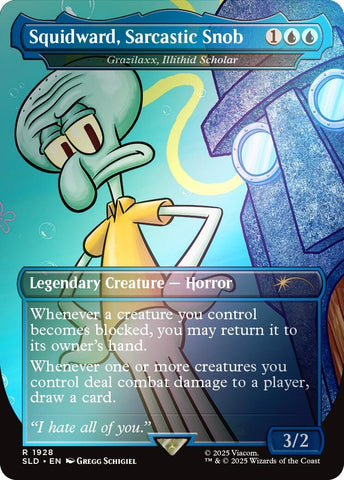 Image for Squidward, Sarcastic Snob - Grazilaxx, Illithid Scholar (Rainbow Foil) (1928) (Secret Lair Drop Series) - Magic: The Gathering