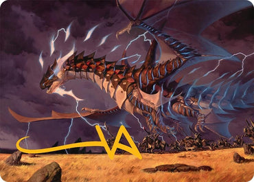 Image for Neriv, Heart of the Storm Art Card (25/54) (Gold-Stamped Signature) (25) [Art Series: Tarkir: Dragonstorm] - Magic: The Gathering