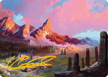 Image for Rugged Highlands Art Card (29/54) (Gold-Stamped Signature) (29) [Art Series: Tarkir: Dragonstorm] - Magic: The Gathering
