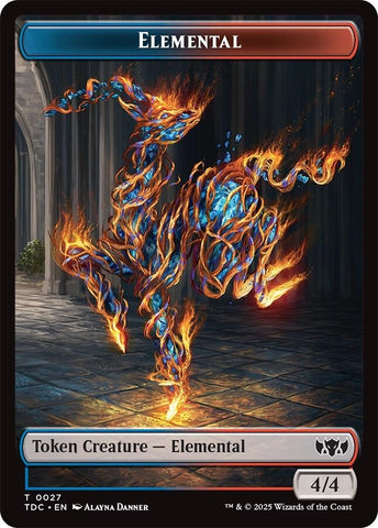 Image for Elemental (0027) // Monk Double-Sided Token (27 // 3) (Commander: Tarkir: Dragonstorm) - Magic: The Gathering