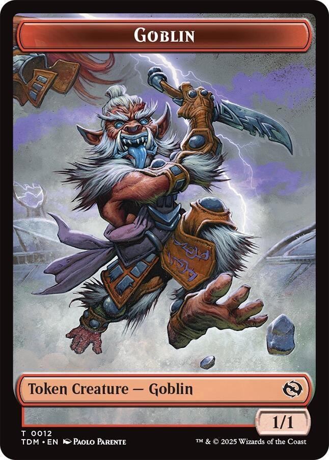 Image for Goblin // Warrior Double-Sided Token (12 // 13) (Tarkir: Dragonstorm) - Magic: The Gathering