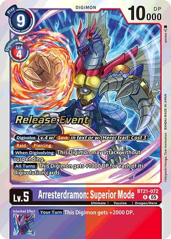 Arresterdramon: Superior Mode (BT21-072 R) [World Convergence Release Event Cards]
