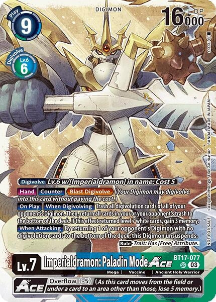 Imperialdramon: Paladin Mode ACE (World Convergence Release Event) (BT17-077 SR) [World Convergence Release Event Cards]