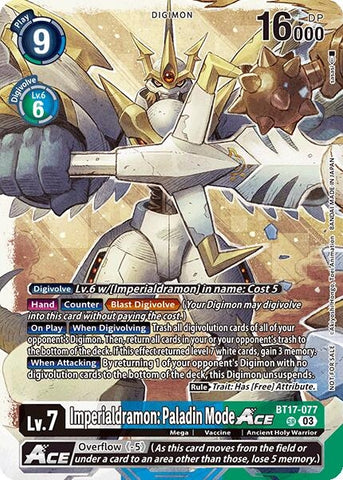 Imperialdramon: Paladin Mode ACE (World Convergence Release Event) (BT17-077 SR) [World Convergence Release Event Cards]