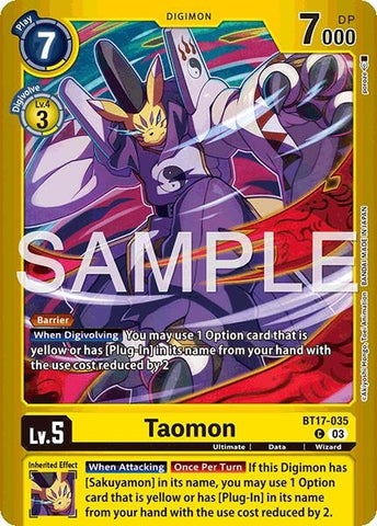 Taomon (Limited Card Pack -Billion Bullet-) (BT17-035 C) [Secret Crisis]