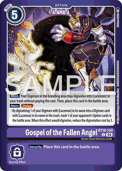 Gospel of the Fallen Angel (Limited Card Pack -Billion Bullet-) (BT18-100 U) [Release Special Booster 2.0]