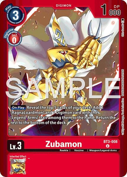 Zubamon (Limited Card Pack -Billion Bullet-) (BT3-008 U) [Release Special Booster 1.5]