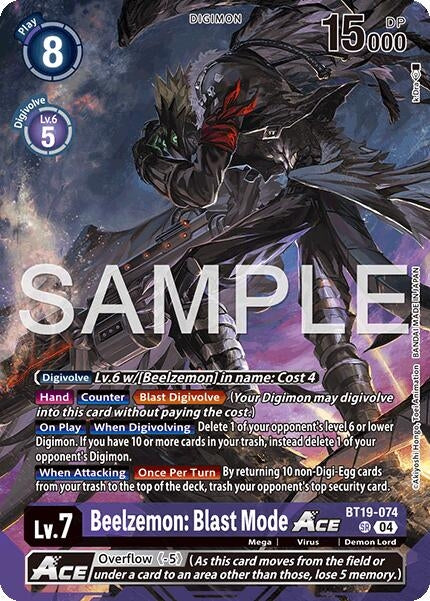 Beelzemon: Blast Mode ACE (Limited Card Pack -Billion Bullet-) (BT19-074 SR) [Release Special Booster 2.5]