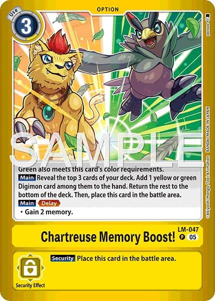 Chartreuse Memory Boost! (Limited Card Pack -Billion Bullet-) (LM-047 P) [Digimon Promotion Cards]