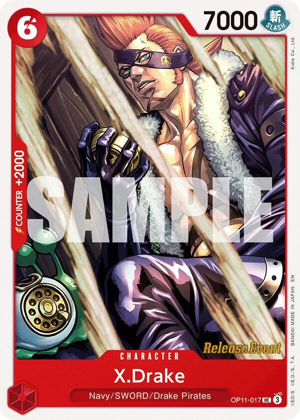 Image for X.Drake (OP11-017) (A Fist of Divine Speed Release Event Cards) - One Piece Card Game