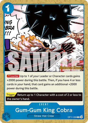 Image for Gum-Gum King Cobra (OP11-059) (A Fist of Divine Speed Release Event Cards) - One Piece Card Game
