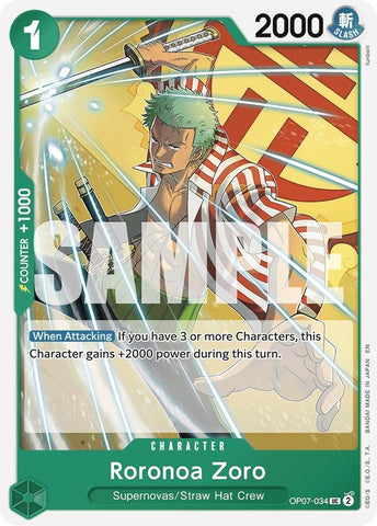 Roronoa Zoro (Reprint) (OP07-034) [Starter Deck 24: GREEN Jewelry Bonney]