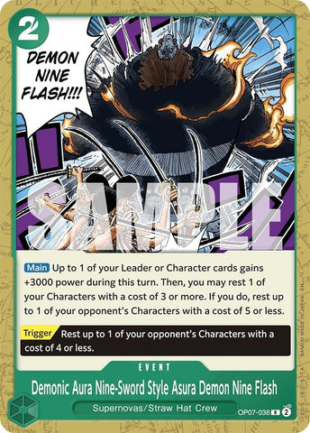 Demonic Aura Nine-Sword Style Asura Demon Nine Flash (Reprint) (OP07-036) (Starter Deck 24: GREEN Jewelry Bonney)