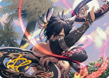 Image for Dancer's Chakrams Art Card (Gold-Stamped Signature) (24) [Art Series: FINAL FANTASY] - Magic: The Gathering