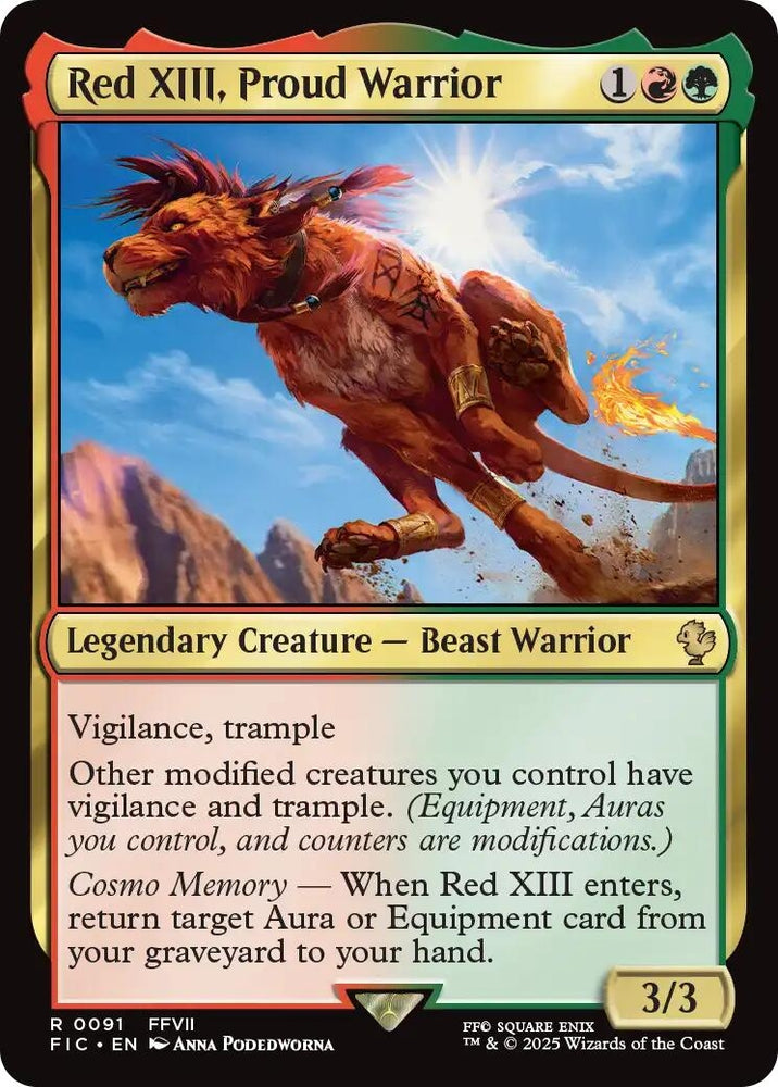 Image for Red XIII, Proud Warrior (Surge Foil) (91) [Commander: FINAL FANTASY] - Magic: The Gathering