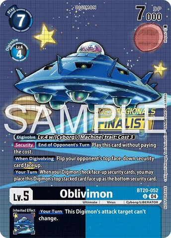 Image for Oblivimon (Regionals 25-26 Season 2 Finalist) (BT20-052 U) (Release Special Booster 2.0) - Digimon Card Game