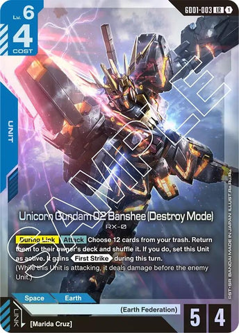 Image for Unicorn Gundam 02 Banshee (Destroy Mode) (GD01-003) [Newtype Rising] - Gundam Card Game