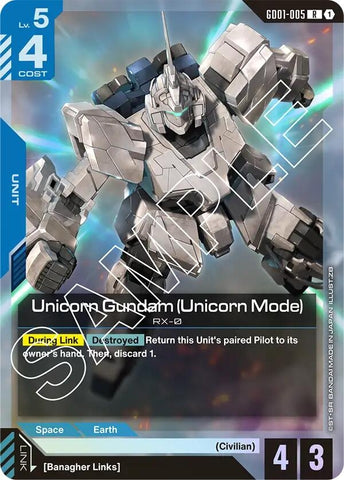 Image for Unicorn Gundam (Unicorn Mode) (GD01-005) [Newtype Rising] - Gundam Card Game