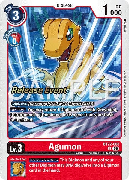 Image for Agumon (BT22-008 U) (Cyber Eden Release Event Cards) - Digimon Card Game