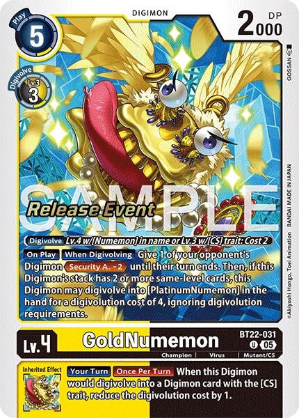 Image for GoldNumemon (BT22-031 U) (Cyber Eden Release Event Cards) - Digimon Card Game