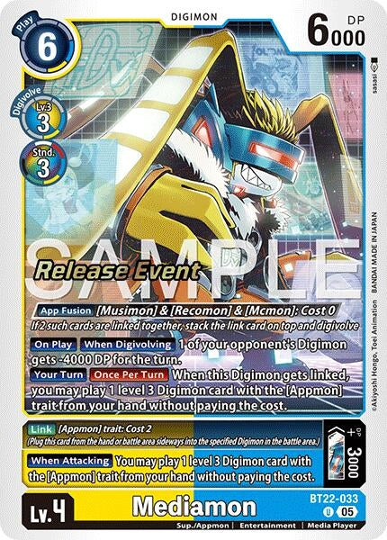 Image for Mediamon (BT22-033 U) (Cyber Eden Release Event Cards) - Digimon Card Game