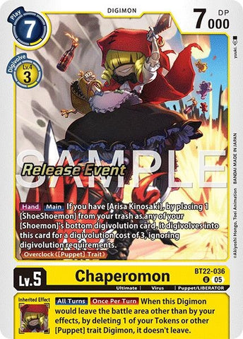 Image for Chaperomon (BT22-036 U) (Cyber Eden Release Event Cards) - Digimon Card Game