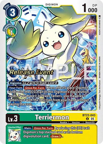 Image for Terriermon (BT22-043 U) (Cyber Eden Release Event Cards) - Digimon Card Game