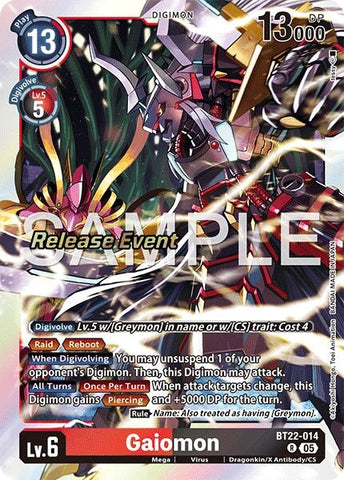 Image for Gaiomon (BT22-014 R) (Cyber Eden Release Event Cards) - Digimon Card Game