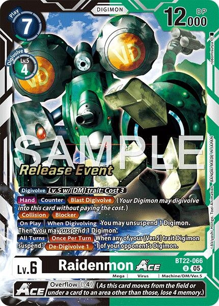 Image for Raidenmon ACE (BT22-066 U) (Cyber Eden Release Event Cards) - Digimon Card Game