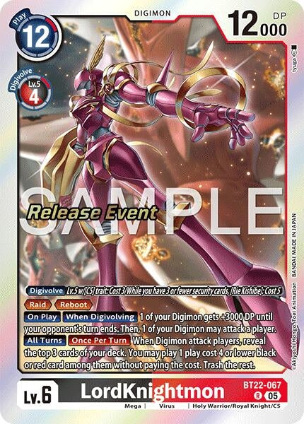 Image for LordKnightmon (BT22-067 R) (Cyber Eden Release Event Cards) - Digimon Card Game