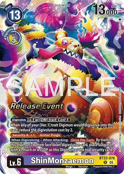 Image for ShinMonzaemon (BT22-076 R) (Cyber Eden Release Event Cards) - Digimon Card Game