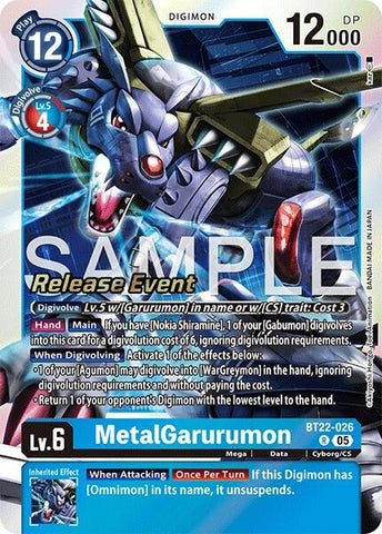 Image for MetalGarurumon (BT22-026 R) (Cyber Eden Release Event Cards) - Digimon Card Game