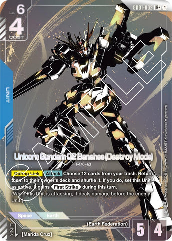Image for Unicorn Gundam 02 Banshee (Destroy Mode) (LR+) (GD01-003) [Newtype Rising] - Gundam Card Game