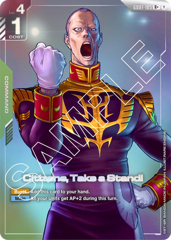 Image for Citizens, Take a Stand! (R+) (GD01-105) [Newtype Rising] - Gundam Card Game
