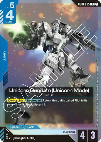 Image for Unicorn Gundam (Unicorn Mode) (Launch Event) (GD01-005) [Gundam Promotional Cards] - Gundam Card Game