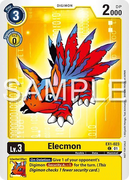 Image for Elecmon (EX1-023) (Time Stranger Demo Deck) (EX1-023 C) [Digimon Demo Deck Exclusive Cards] - Digimon Card Game