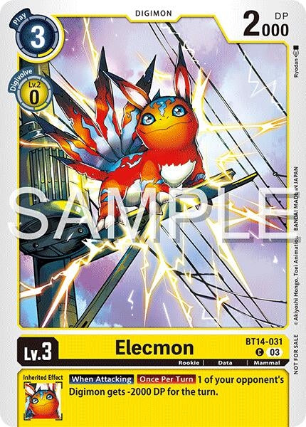 Image for Elecmon (BT14-031) (Time Stranger Demo Deck) (BT14-031 C) [Digimon Demo Deck Exclusive Cards] - Digimon Card Game