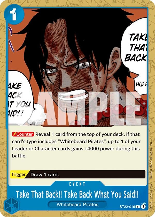 Image for Take That Back!! Take Back What You Said!! (ST22-016) (Starter Deck 22: Ace & Newgate) - One Piece Card Game