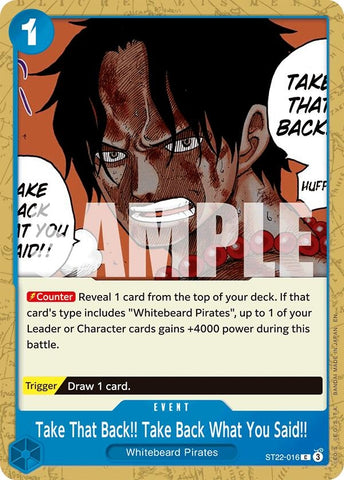 Image for Take That Back!! Take Back What You Said!! (ST22-016) (Starter Deck 22: Ace & Newgate) - One Piece Card Game
