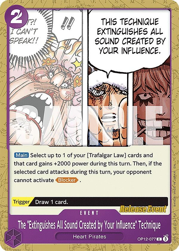 Image for The "Extinguishes All Sound Created by Your Influence" Technique (OP12-077) (Legacy of the Master Release Event Cards) - One Piece Card Game